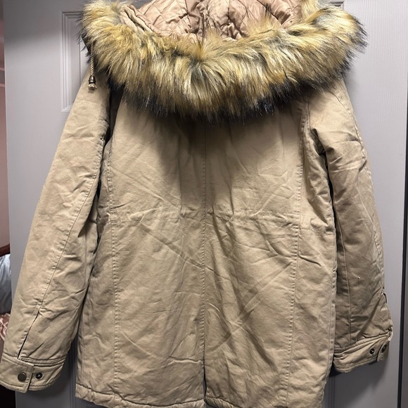 Tan COUTUDI Jacket/coat w/detachable hood/fur - Picture 2 of 2